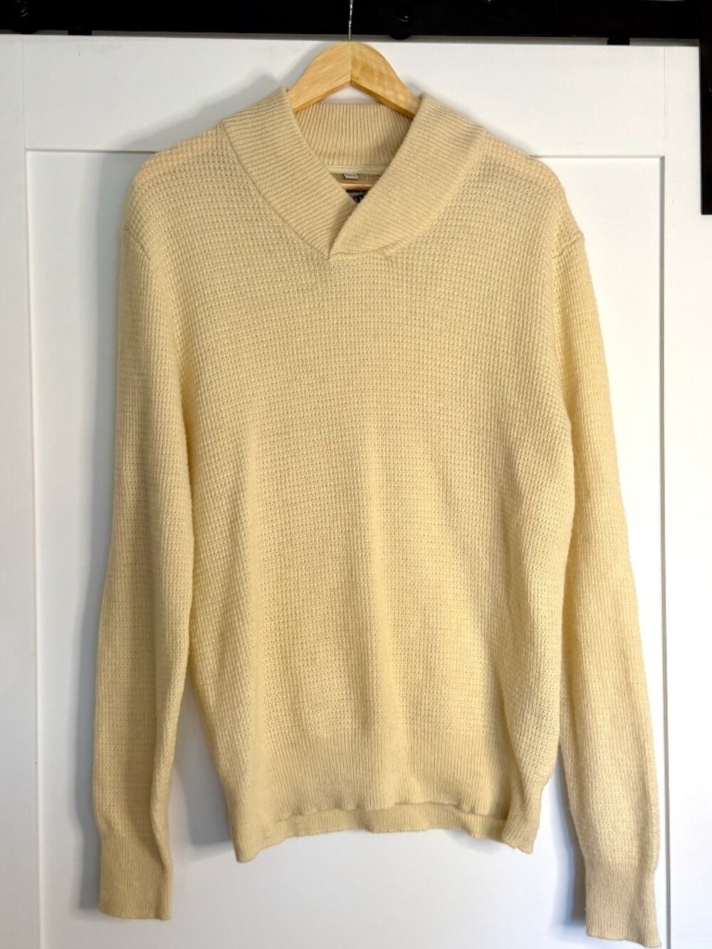 Schott Bros Men's Waffle Knit Thermal Wool Blend Pullover Sweater, Large